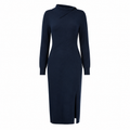 Fold-Collar Knit Dress