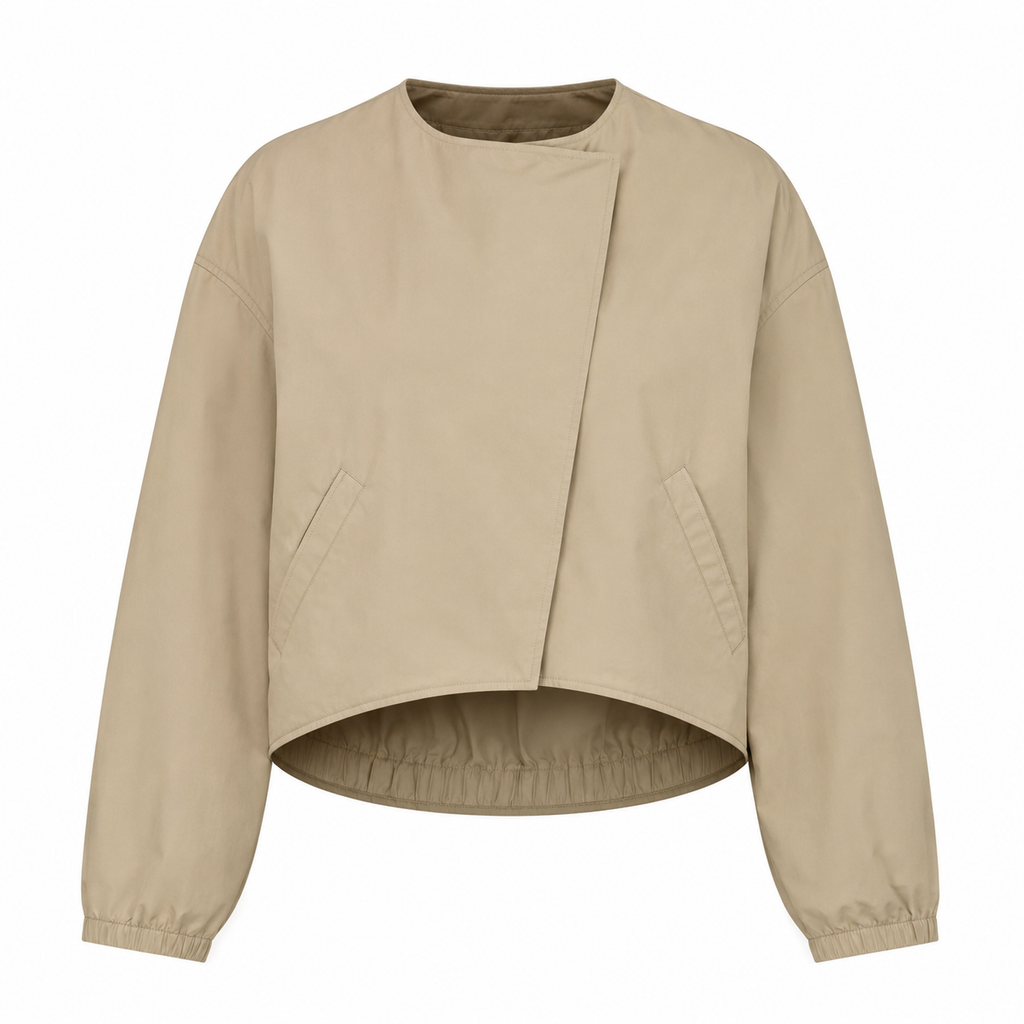 Curve-Hem Cropped Jacket