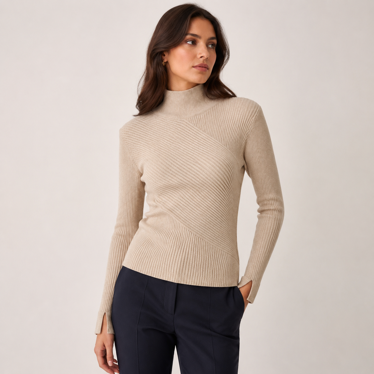 Ribline Mock-Neck Top