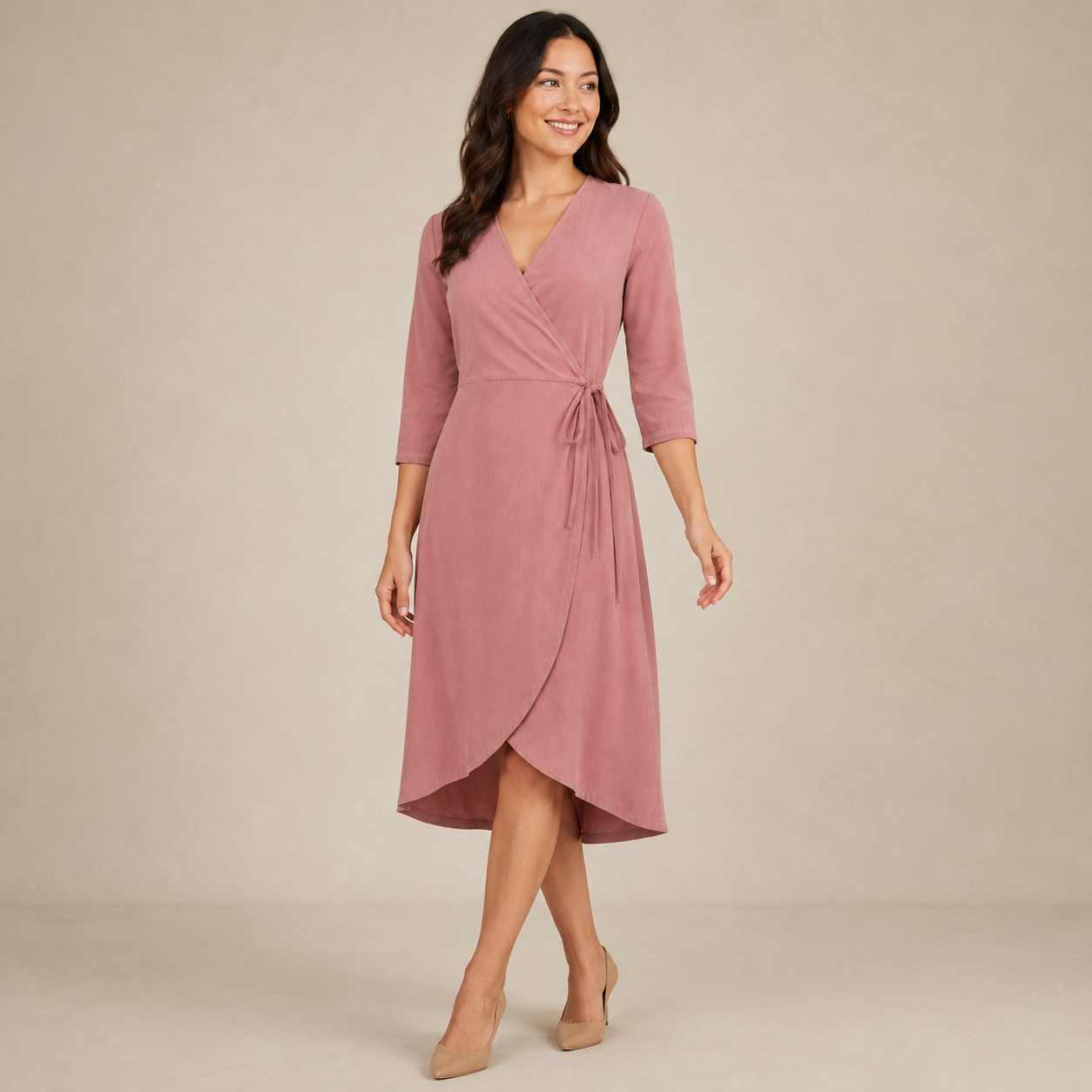 Soft Wrap Midi Dress