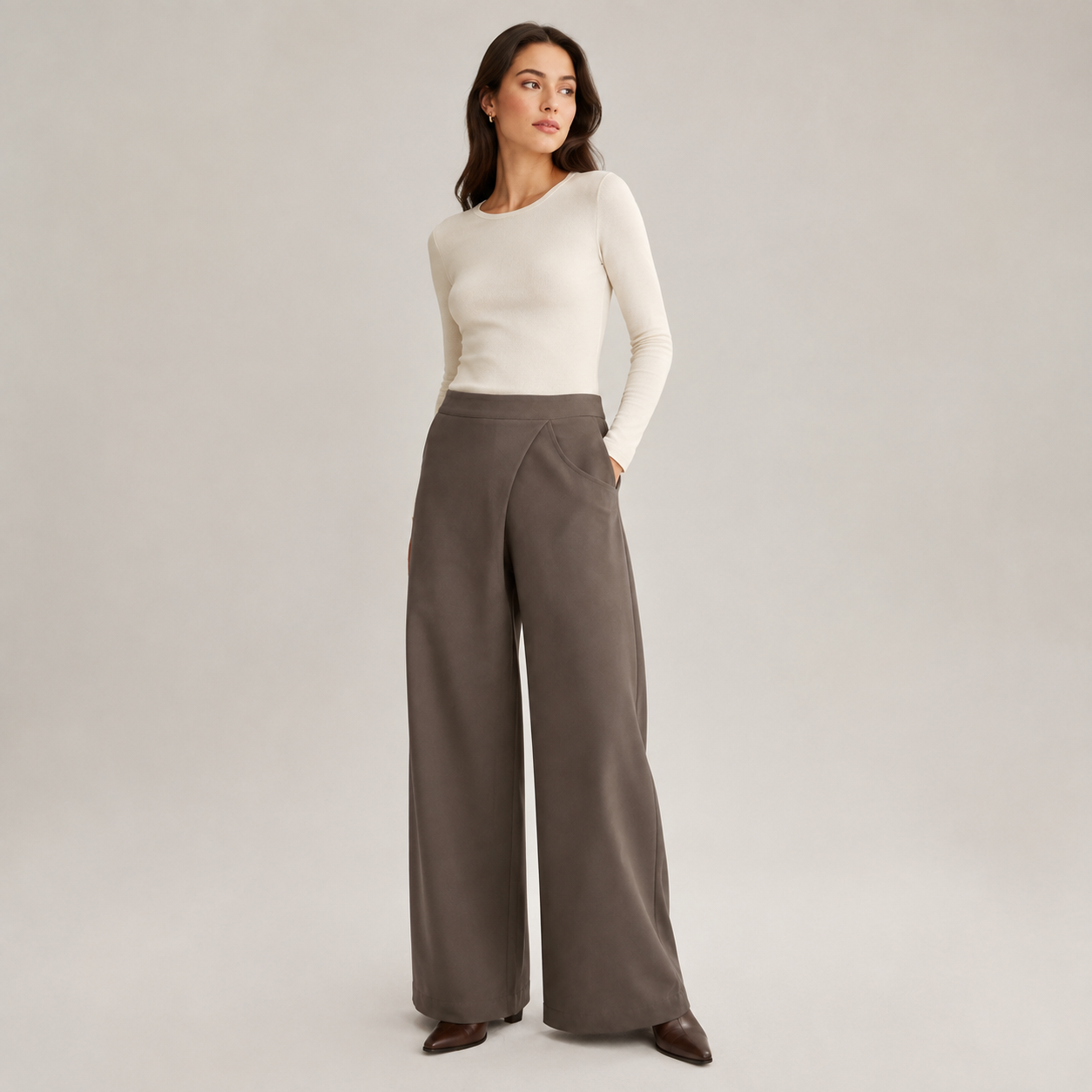 Drift-Pleat Wide-Leg Trousers