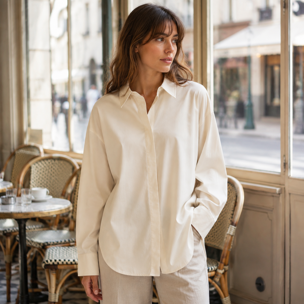 Arc-Seam Oversized Shirt