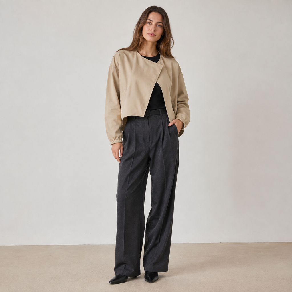 Curve-Hem Cropped Jacket