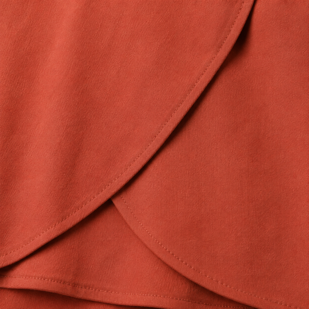 Crescent-Panel Midi Skirt
