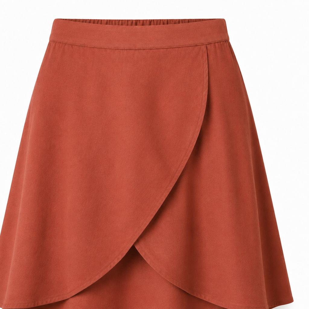 Crescent-Panel Midi Skirt